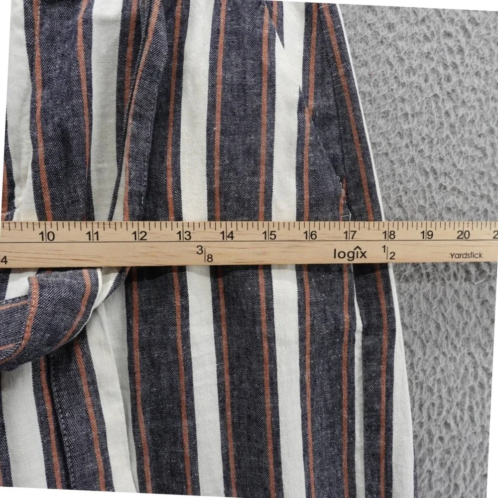 Banana Republic Blake Crop Pants Size 6‎ Linen Blend Striped Wide Leg Belted